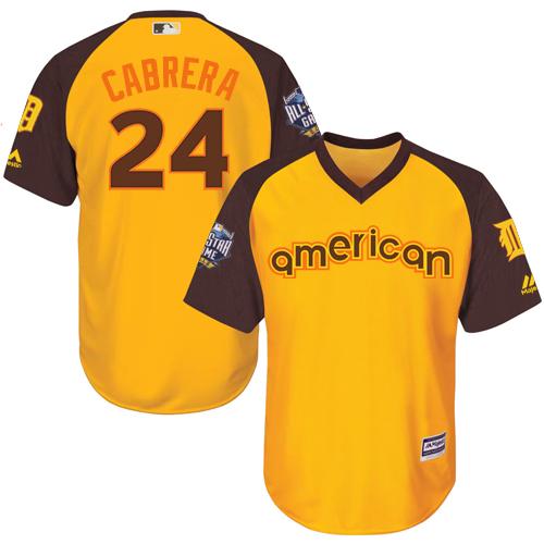 Tigers #24 Miguel Cabrera Gold 2016 All-Star American League Stitched Youth MLB Jersey